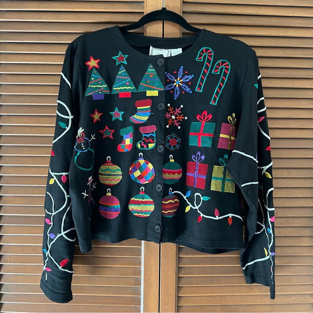Michael Simon Lite embroidered Christmas Cardigan XL